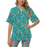Hedgehog Pattern Print Design 01 Women's All Over Print Hawaiian Shirt