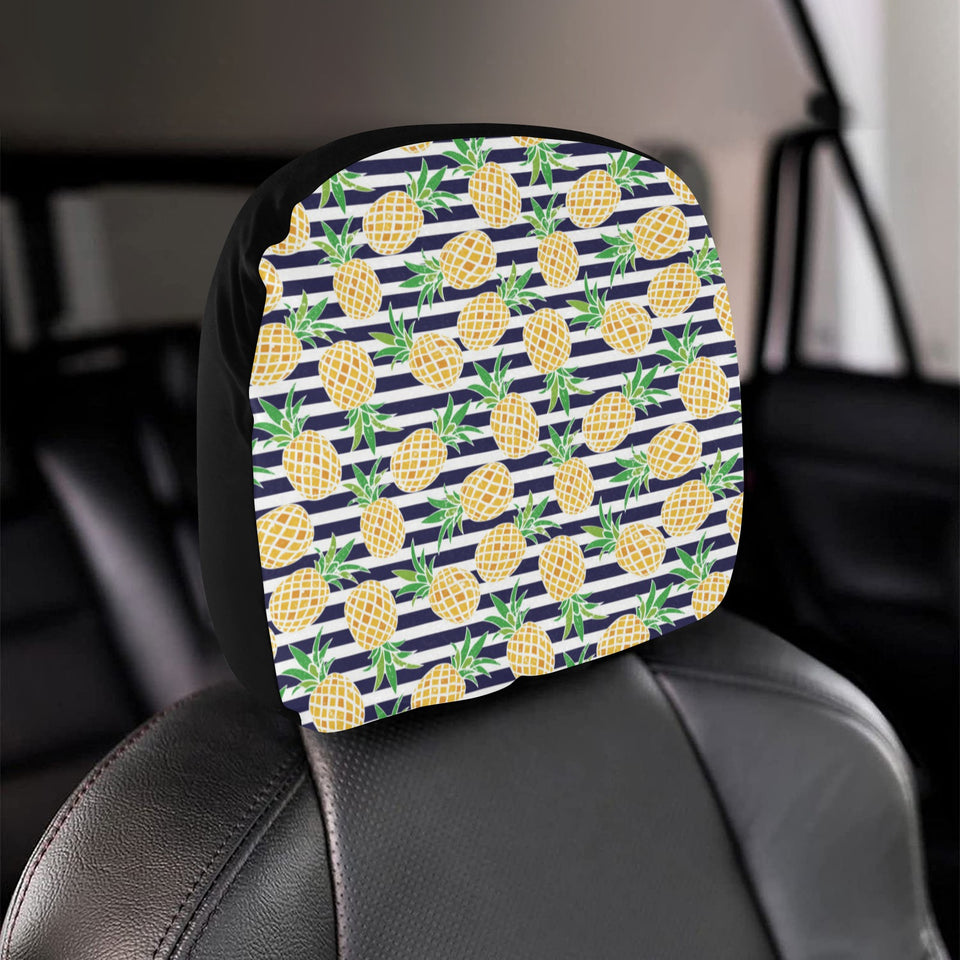 Pineapples pattern striped background Car Headrest Cover