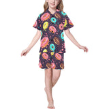 Colorful donut glaze pattern Kids' Boys' Girls' V-Neck Short Pajama Set