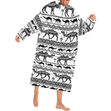 Camel polynesian tribal pattern Blanket Robe with Sleeves
