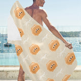 Cute brown pomeranian puppy on blue Beach Towel