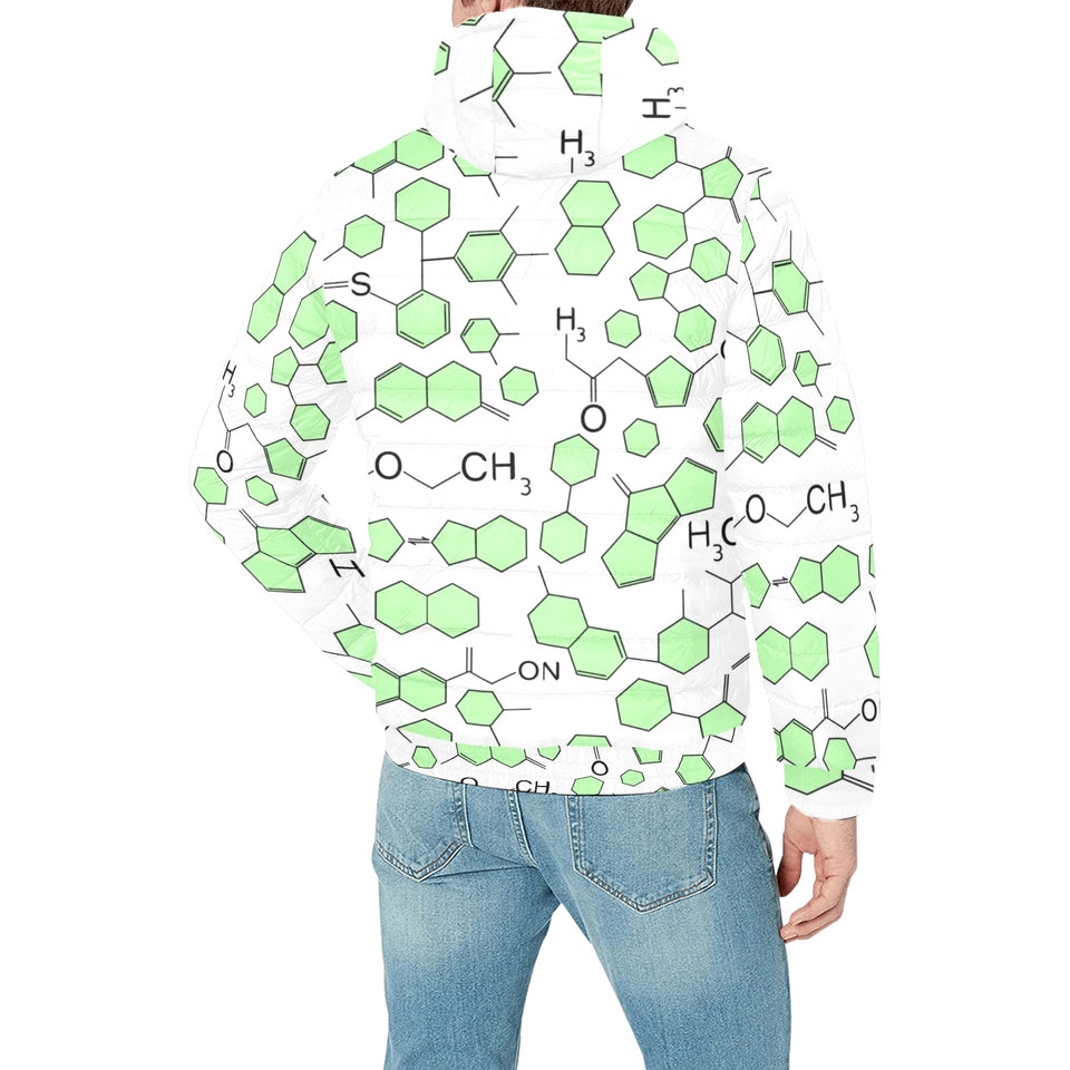 Chemistry Periodic Table Pattern Print Design 03 Men's Padded Hooded Jacket