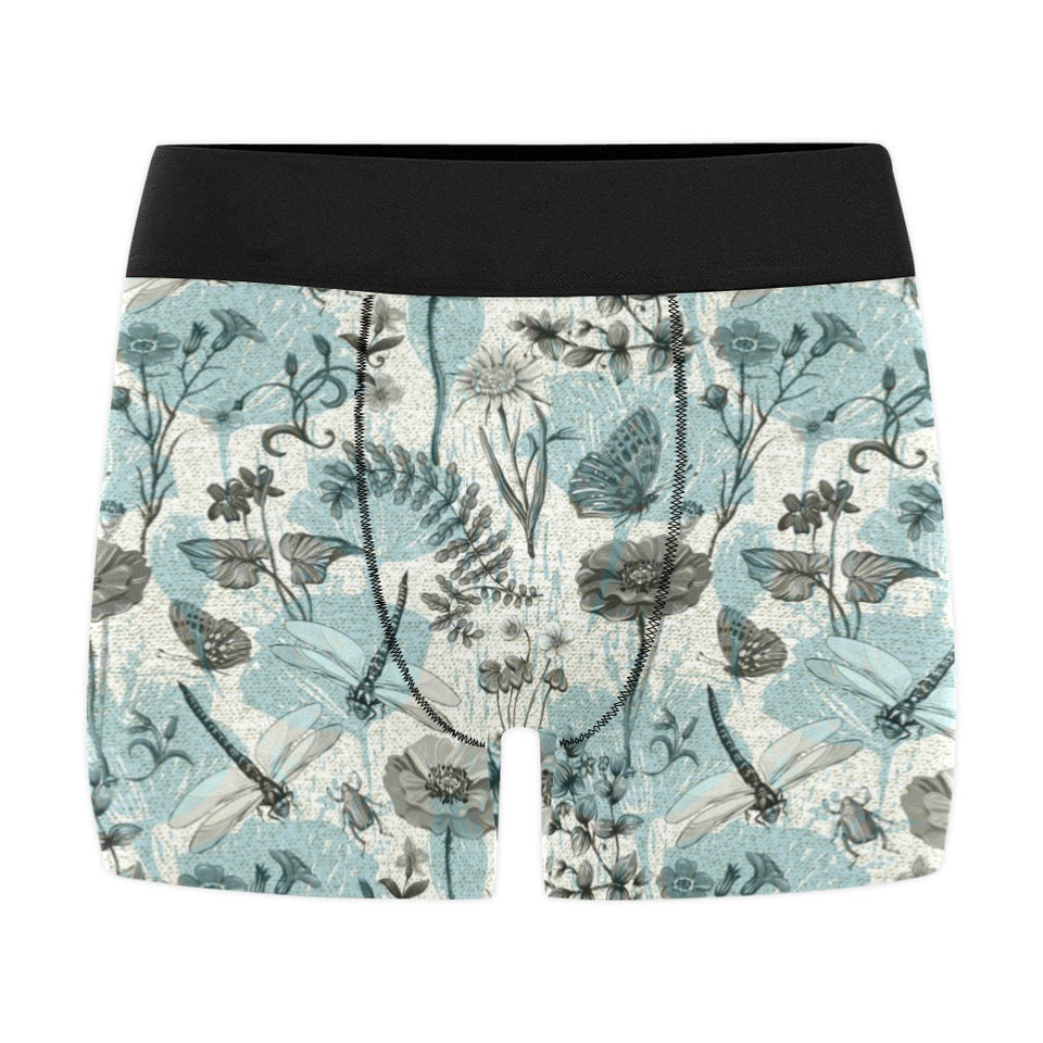 Dragonfly Butterfly Plants insect flower vintage s Men's All Over Print Boxer Briefs Men's Underwear