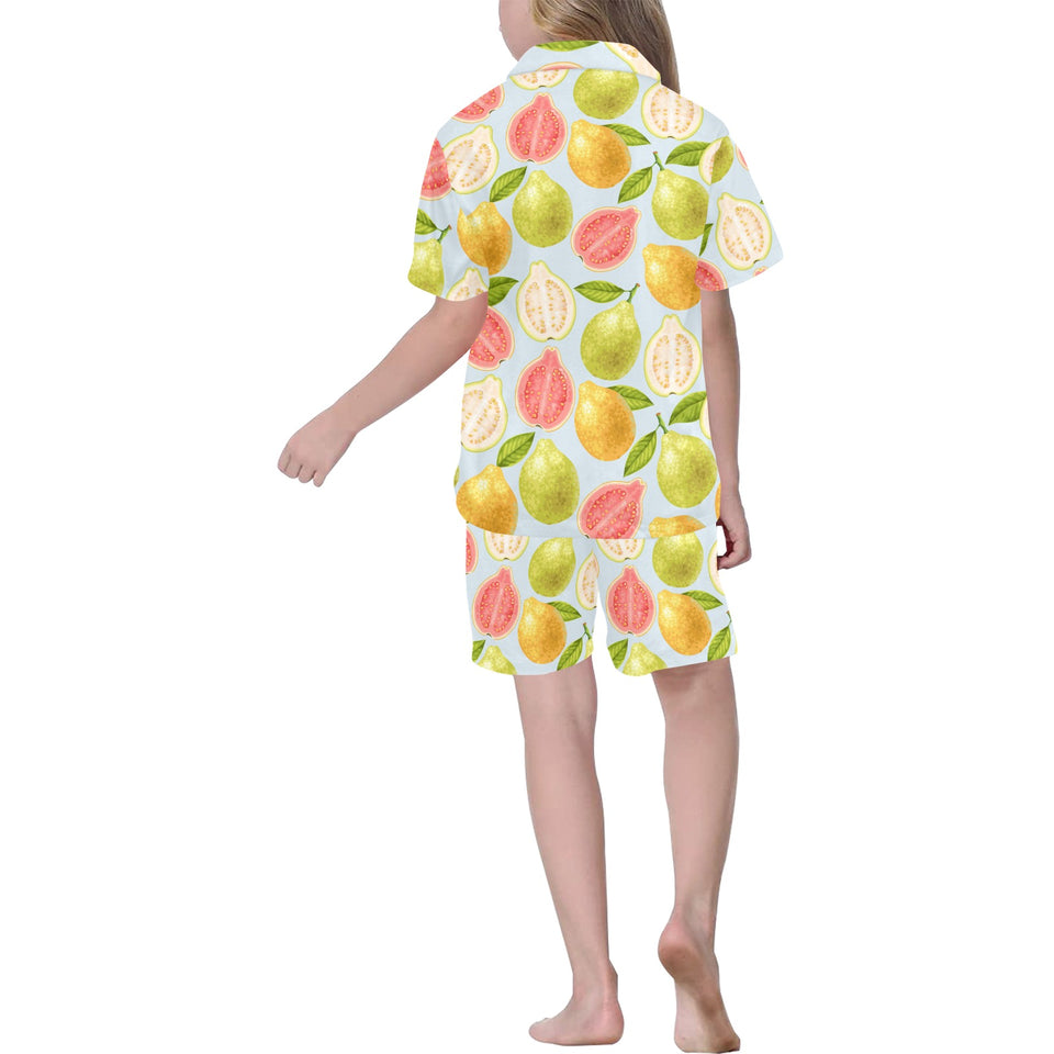 Guava design pattern Kids' Boys' Girls' V-Neck Short Pajama Set