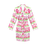 Teddy Bear Pattern Print Design 04 Women's Long Sleeve Belted Night Robe