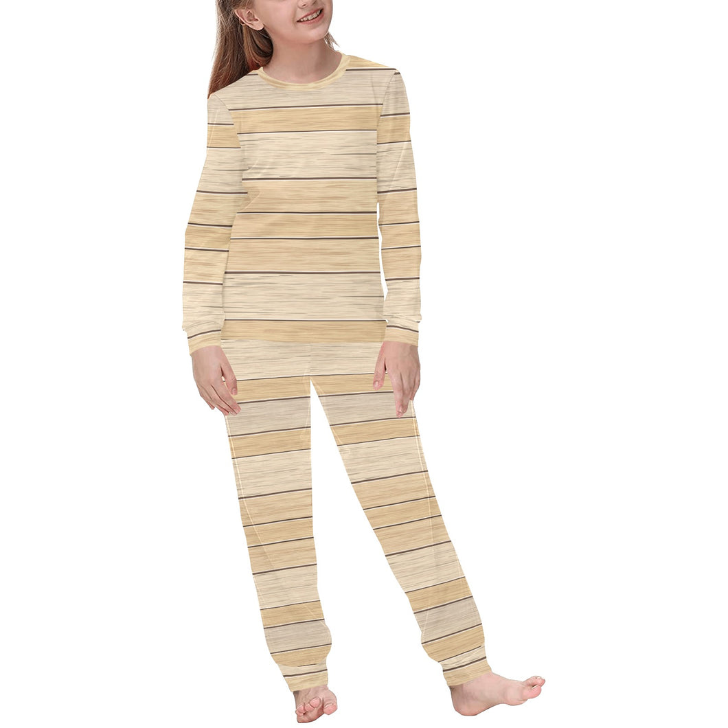 Wood Printed Pattern Print Design 01 Kids' Boys' Girls' All Over Print Pajama Set