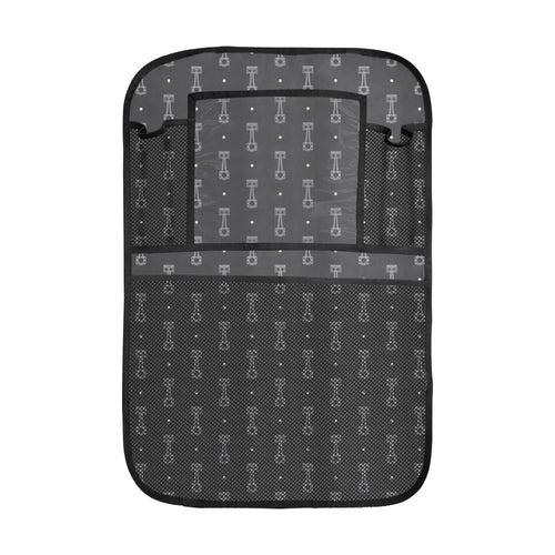 Engine Piston Black Background Pattern Design 02 Car Seat Back Organizer