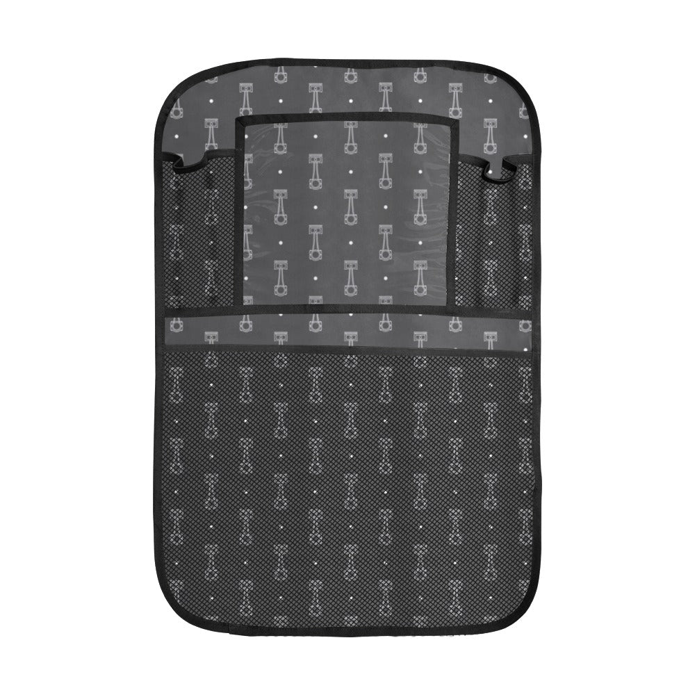 Engine Piston Black Background Pattern Design 02 Car Seat Back Organizer