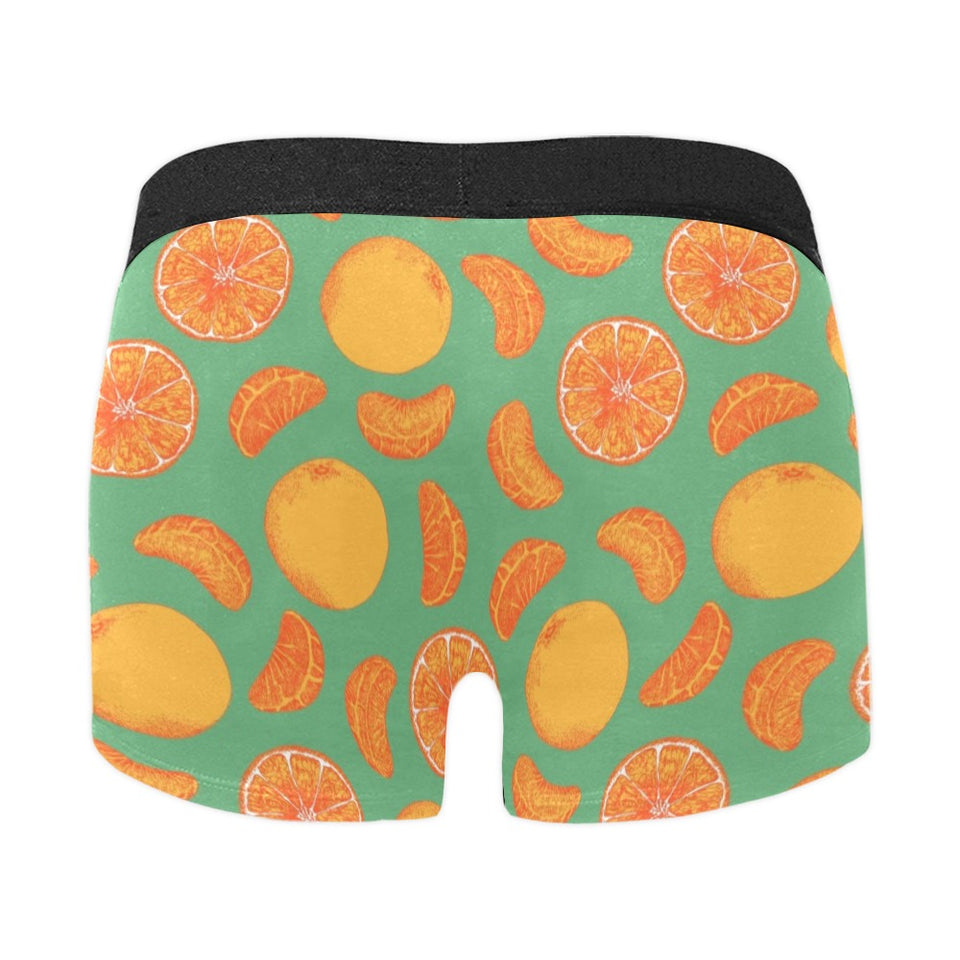 orange fruit pattern green background Men's All Over Print Boxer Briefs Men's Underwear