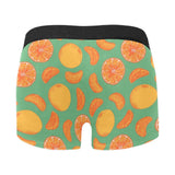 orange fruit pattern green background Men's All Over Print Boxer Briefs Men's Underwear
