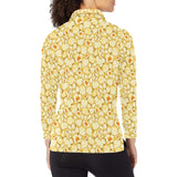 Popcorn Pattern Print Design 04 Women's Long Sleeve Polo Shirt