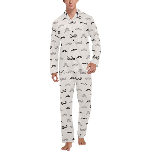Mustache Beard Pattern Print Design 05 Men's Long Pajama Set
