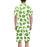 Cute broccoli pattern Men's V-Neck Short Pajama Set