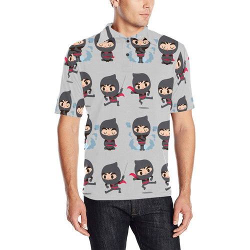 Cute ninja pattern Men's All Over Print Polo Shirt