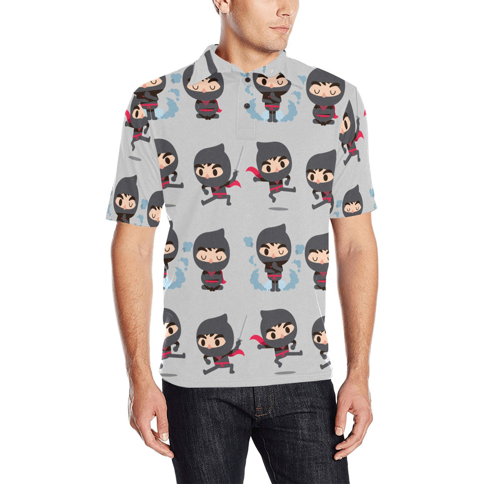 Cute ninja pattern Men's All Over Print Polo Shirt