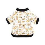 Cute dog corgi striped background pattern All Over Print Pet Dog Round Neck Fuzzy Shirt