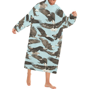 Eagle Pattern Print Design 01 Blanket Robe with Sleeves