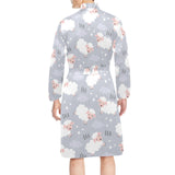 Sweet dreams sheep pattern Men's Long Sleeve Belted Night Robe