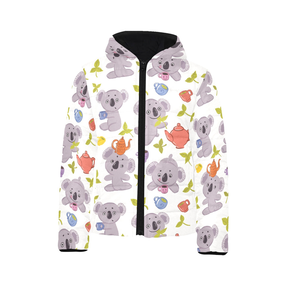 Cute koalas teapots tea Kids' Boys' Girls' Padded Hooded Jacket
