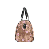 Pink sakura cherry blossom drak brown background Travel Bag