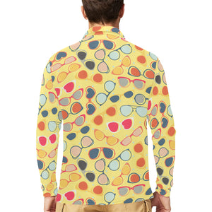 Sun Glasses Pattern Print Design 05 Men's Long Sleeve Polo Shirt
