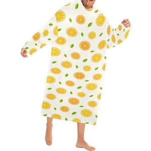 oranges leaves pattern Blanket Robe with Sleeves