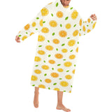 oranges leaves pattern Blanket Robe with Sleeves