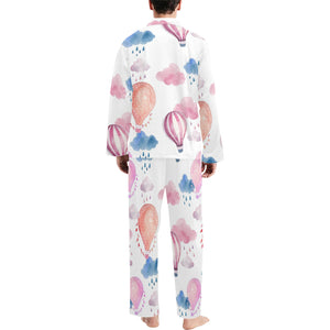 Watercolor air balloon cloud pattern Men's Long Pajama Set