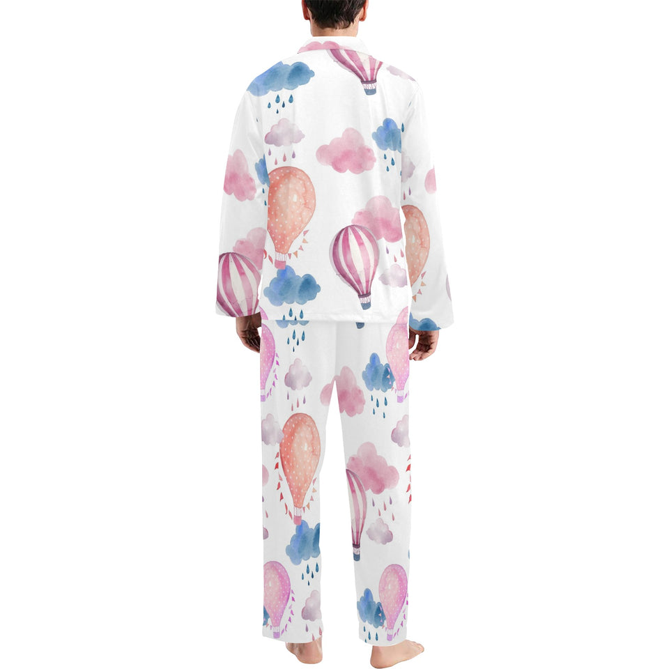 Watercolor air balloon cloud pattern Men's Long Pajama Set