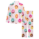 Donut pattern glaze pink background Men's Long Pajama Set