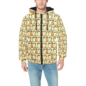 English Bulldog Pattern Print Design 02 Men's Padded Hooded Jacket
