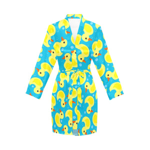 Duck Pattern Print Design 04 Women's Long Sleeve Belted Night Robe