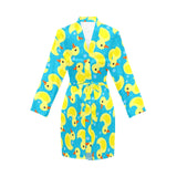 Duck Pattern Print Design 04 Women's Long Sleeve Belted Night Robe