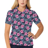 Hibiscus Pattern Print Design 05 Women's All Over Print Polo Shirt