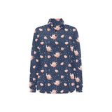 Tea pots Pattern Print Design 04 Women's Long Sleeve Polo Shirt