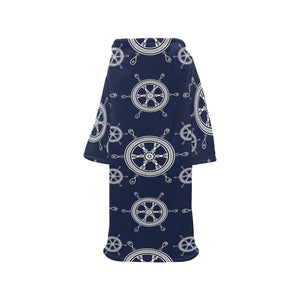 nautical steering wheel design pattern Blanket Robe with Sleeves