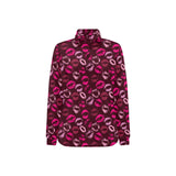 Lips Pattern Print Design 03 Women's Long Sleeve Polo Shirt