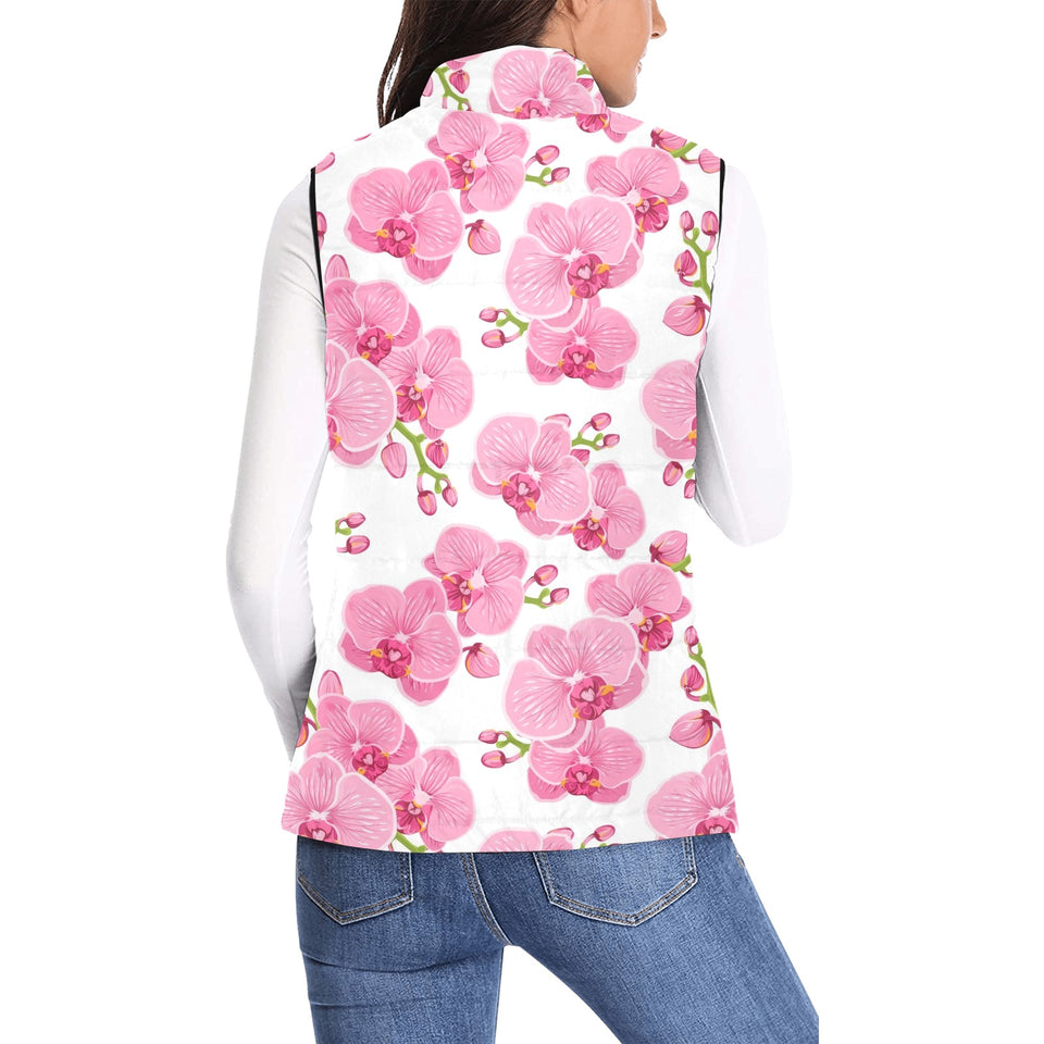 pink purple orchid pattern background Women's Padded Vest