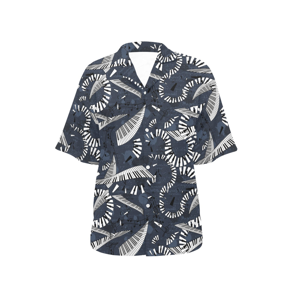 Piano Pattern Print Design 02 Women's All Over Print Hawaiian Shirt