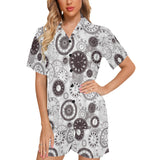 Classic vintage clock pattern Women's V-Neck Short Pajama Set