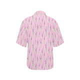 Lavender pattern pink background Women's All Over Print Hawaiian Shirt