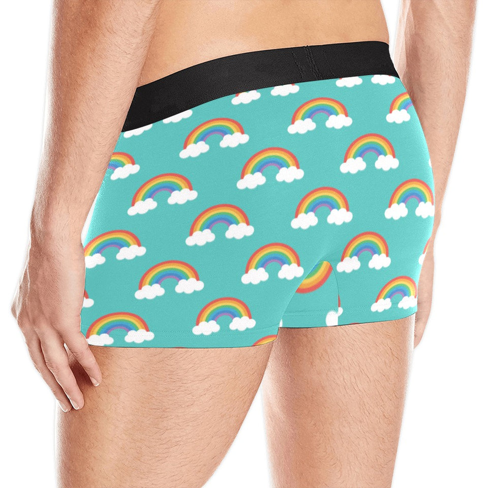 Rainbow pattern green background Men's All Over Print Boxer Briefs Men's Underwear