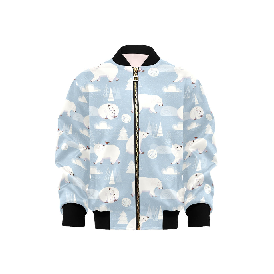 Cute polar bears Christmas decoration pattern Kids' Boys' Girls' Bomber Jacket