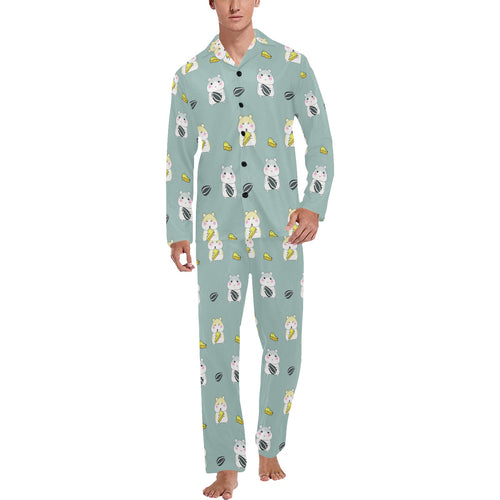 Cute hamster cheese pattern Men's Long Pajama Set