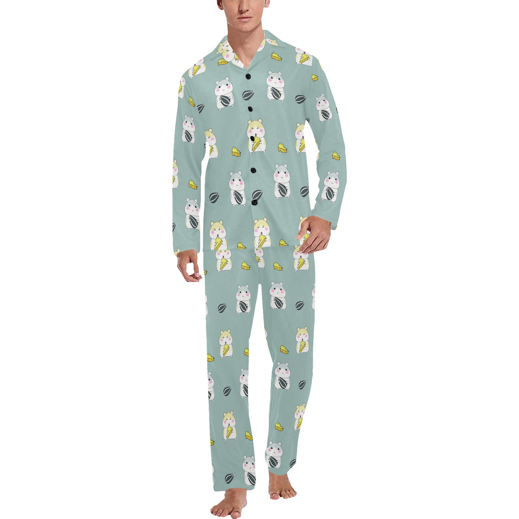 Cute hamster cheese pattern Men's Long Pajama Set
