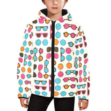 Sun Glasses Pattern Print Design 03 Kids' Boys' Girls' Padded Hooded Jacket