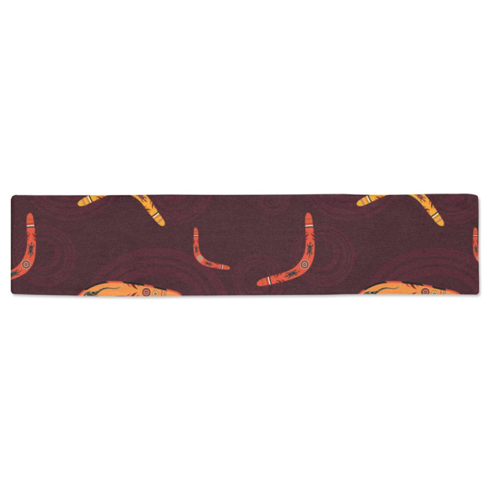 Boomerang Australian aboriginal ornament circle bl Table Runner