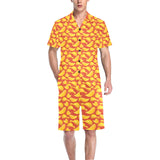 Potato Chips Pattern Print Design 05 Men's V-Neck Short Pajama Set