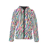 Colorful zebra skin pattern Women's Padded Hooded Jacket