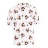 Cute pugs pink heart paw pattern Men's All Over Print Polo Shirt